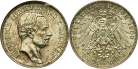 Germany, Saxony, Friedrich August III, 3 Mark Muldenhütten 1909 E