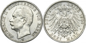 Germany, Grand Duchy of Baden, Friedrich II, 3 Mark Karlsruhe 1909 G
