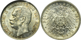 Germany, Grand Duchy of Baden, Friedrich II, 3 Mark Karlsruhe 1911 G