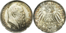 Germany, Bavaria, Regent Luitpold, 3 Mark Munich 1911 D - NGC MS64+