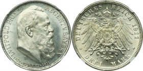 Germany, Bavaria, Regent Luitpold, 3 Mark Munich 1911 D - NGC UNC DETAILS