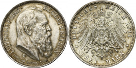 Germany, Bavaria, Regent Luitpold, 3 Mark Munich 1911 D