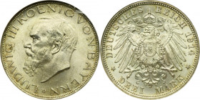 Germany, Kingdom of Bavaria, Ludwig III, 3 Mark Munich 1914 D