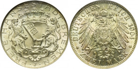 Germany, City of Bremen, 2 Mark Hamburg 1904 J