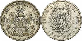 Germany, City of Hamburg, 5 Mark 1875 J