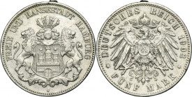 Germany, City of Hamburg, 5 Mark 1902 J