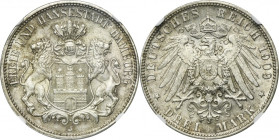 Germany, City of Hamburg, 3 Mark 1909 J - NGC MS64