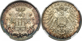 Germany, City of Hamburg, 2 Mark 1914 J - NGC MS65