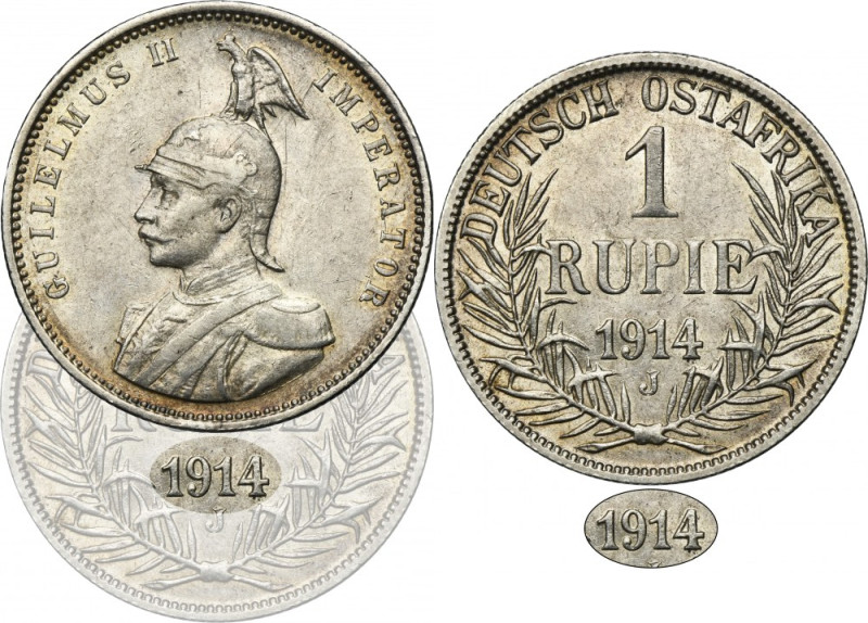 German, German East Africa, Wilhelm II, 1 Rupie Hamburg 1914 J - RARE The second...