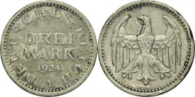 Germany, Weimar Republic, 3 Mark Berlin 1924 A