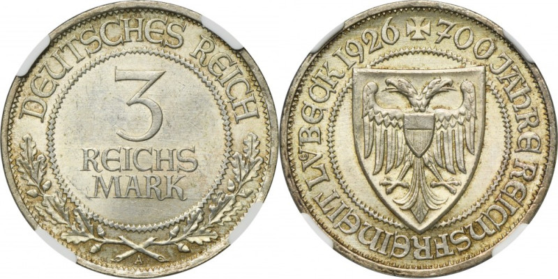 Germany, Weimar Republic, 3 Mark Berlin 1926 A - NGC MS64 Issue on the occasion ...