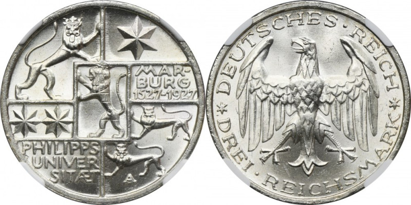Germany, Weimar Republic, 3 Mark Berlin 1927 A - NGC MS65 Issue on the occasion ...