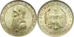 Germany, Weimar Republic, 3 Mark Stuttgart 1927 F - 450 Years of the University of Tübingen - RARE