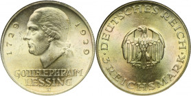 Germany, Weimar Republic, 3 Mark Hamburg 1929 J - Lessing