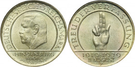 Germany, Weimar Republic, 3 Mark Stuttgart 1929 F - Weimar Oath
