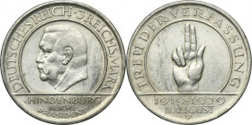 Germany, Weimar Republic, 3 Mark Stuttgart 1929 F - Weimar Oath