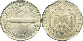Germany, Weimar Republic, 3 Mark Berlin 1930 A - Graf Zeppelin - NGC MS63