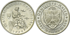 Germany, Weimar Republic, 3 Mark Munich 1930 D - Walther Vogelweide