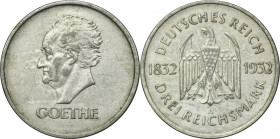 Germany, Weimar Republic, 3 Mark Berlin 1931 A - Goethe