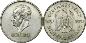 Germany, Weimar Republic, 3 Mark Munich 1932 D - Goethe