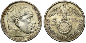 Germany, Third Reich, 5 Mark Berlin 1938 A - Hindenburg