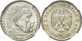 Germany, Third Reich, 5 Mark Stuttgart 1936 F - Hindenburg - NGC MS62