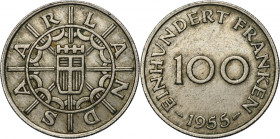 Germany, Saar, French Protectorate, 100 Franken Paris 1955