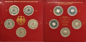 Set, Germany, FRG, 10 Mark 1999 - Anniversary of Constitution (5 pcs.)