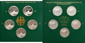 Set, Germany, FRG, 10 Mark 2000 - 10th Anniversary of the German Reunification (5 pcs.)