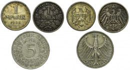 Set, Germany, 1 Mark and 5 Mark (3 pcs.)