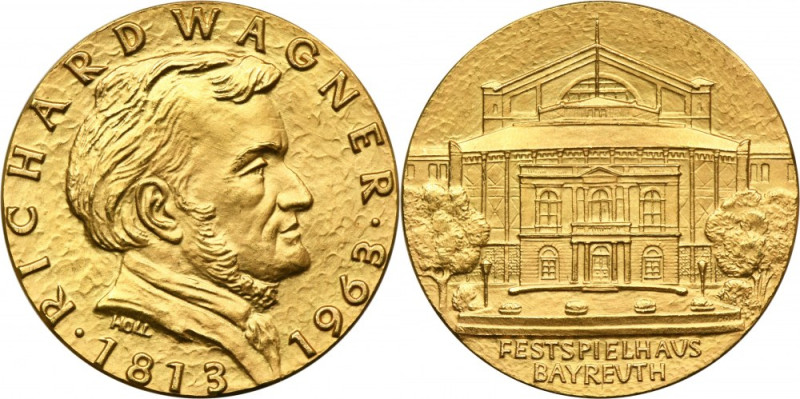 Germany, Richard Wagner Medal, Bayreuth Festival Hall 1963 German gold medal wit...