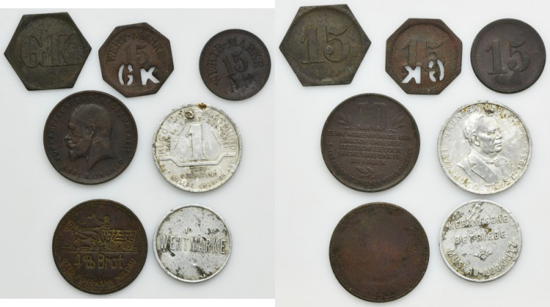 Set, Germany, Notgeldy, Werthmarke (7 pcs.) Set of seven German notgeld coins, i...