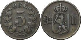 Norway, Oscar II, 5 Øre Kongsberg 1878