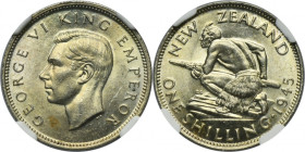 New Zealand, George VI, 1 Shilling London 1945 - NGC MS62