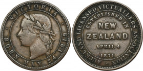 New Zealand, Victoria, Token 1 Pence 1871 - Auckland Licensed Catering Merchants Association