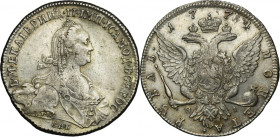 Russia, Catherine II, Rouble Petersburg 1774 СПБ ОЛ