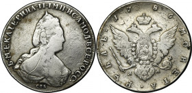 Russia, Catherine II, Rouble Petersburg 1786 СПБ ЯА