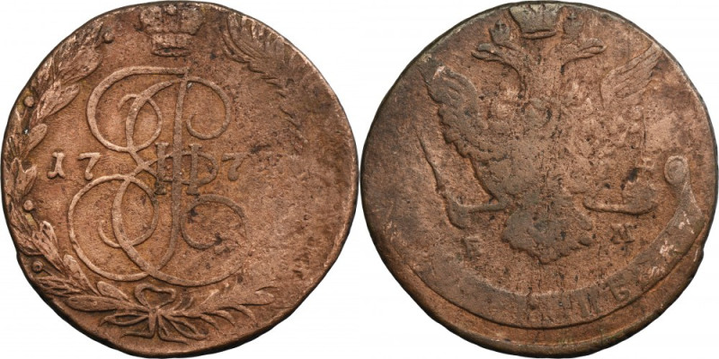 Russia, Catherine II, 5 Kopeck Jekaterinburg 1774 EM Variety with an Eagle from ...