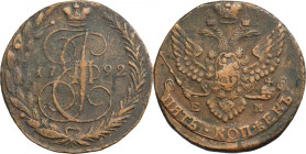 Russia, Catherine II, 5 Kopeck Jekaterinburg 1792 EM