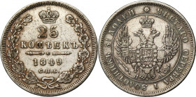 Russia, Nicholas I, 25 Kopeck Petersburg 1849 СПБ ПА