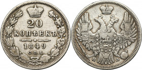 Russia, Nicholas I, 20 Kopeck Petersburg 1849 СПБ ПА
