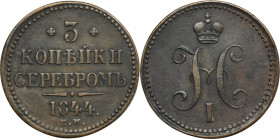 Russia, Nicholas I, 3 Kopecks Jekaterinburg 1844 EM