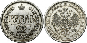 Russia, Alexander II, Rouble Petersburg 1877 СПБ HI