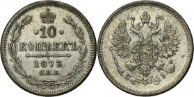 Russia, Alexander II, 10 Kopeck Petersburg 1873 СПБ HI
