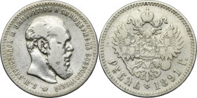 Russia, Alexander III, Rouble Petersburg 1891 АГ