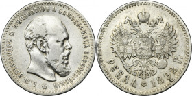 Russia, Alexander III, Rubel Petersburg 1892 АГ