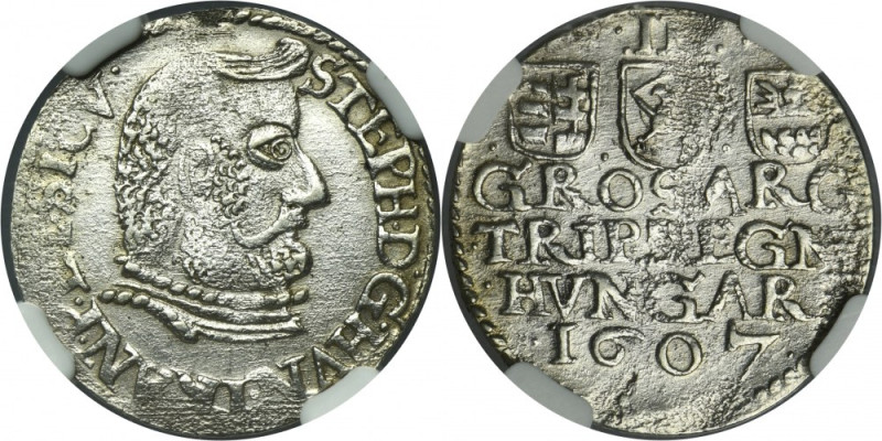 Transylvania, Stefan Bocskai, 3 Groschen Nagybanya 1607 - NGC UNC DETAILS Posthu...