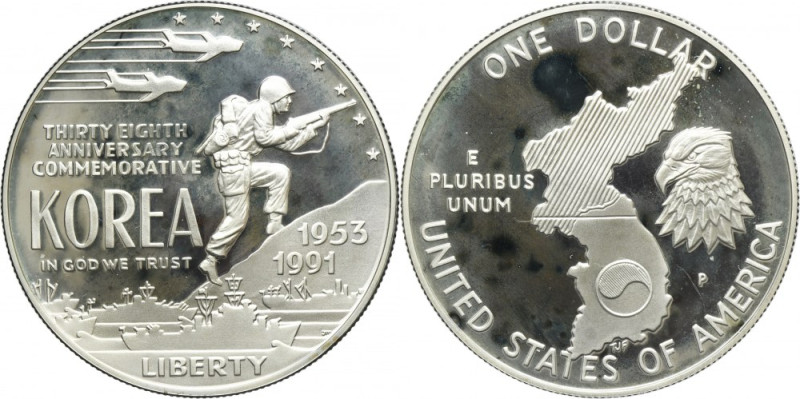 USA, 1 Dollar Philadelphia 1991 P - 38th Anniversary of the Korean War Issue min...