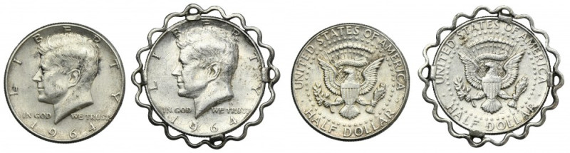 Set, USA, 1/2 Dollar Philadelphia 1964 - Kennedy (2 pcs.) Set of two US coins wi...