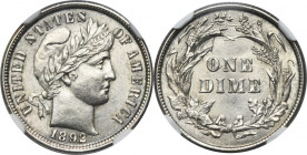 USA, 1 Dime Philadelphia 1892 - Barber - NGC AU58